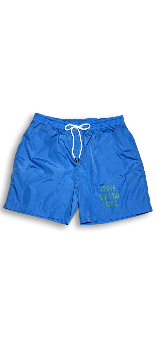 Pure Blue "AGL" Nylon shorts
